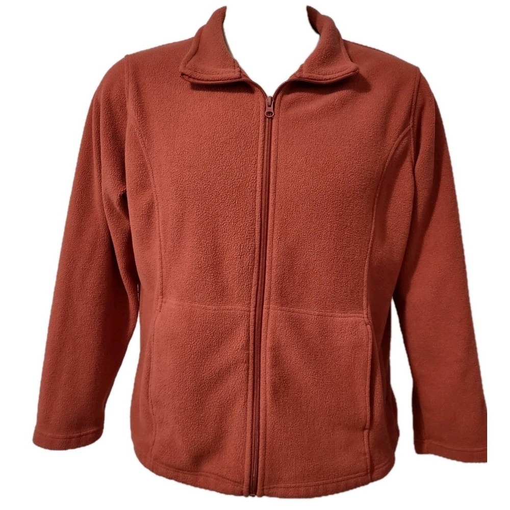 Cabelas Fleece Jacket 2XL Mens Gorp Cabin Core Orange Full Zip Mock Neck Coat